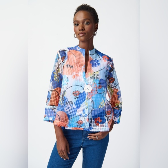 Joseph Ribkoff Jackets & Blazers - ✨ Joseph Ribkoff Organza Face Print Swing Jacket size 16